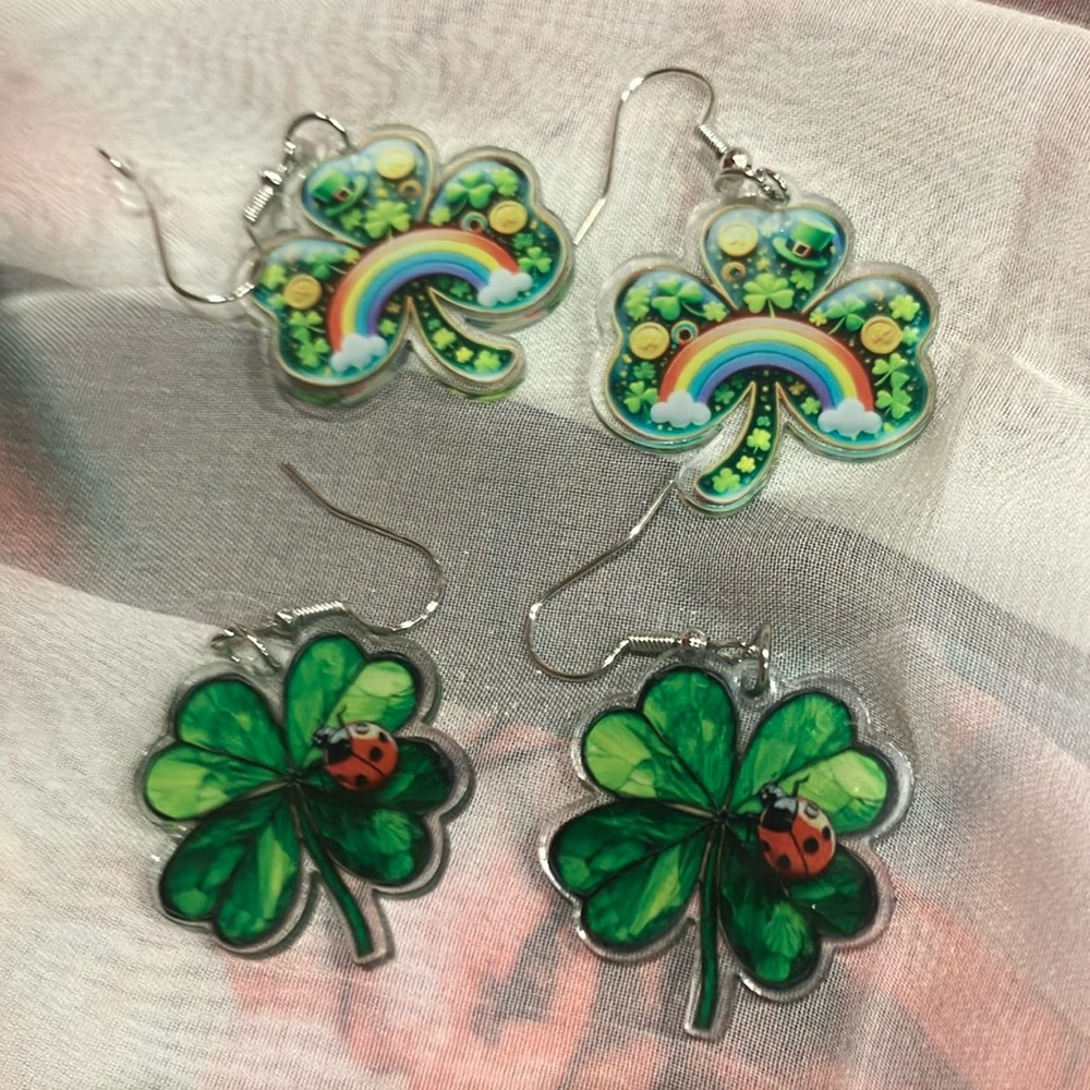 Green earrings for Saint Patty’s day